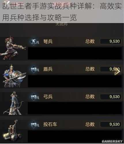 乱世王者手游实战兵种详解:高效实用兵种选择与攻略一览
